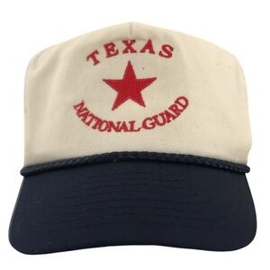 Nissun Cap's "Texas National Guard" Adjustable Cream&Blue&Red Vintage Ball Cap